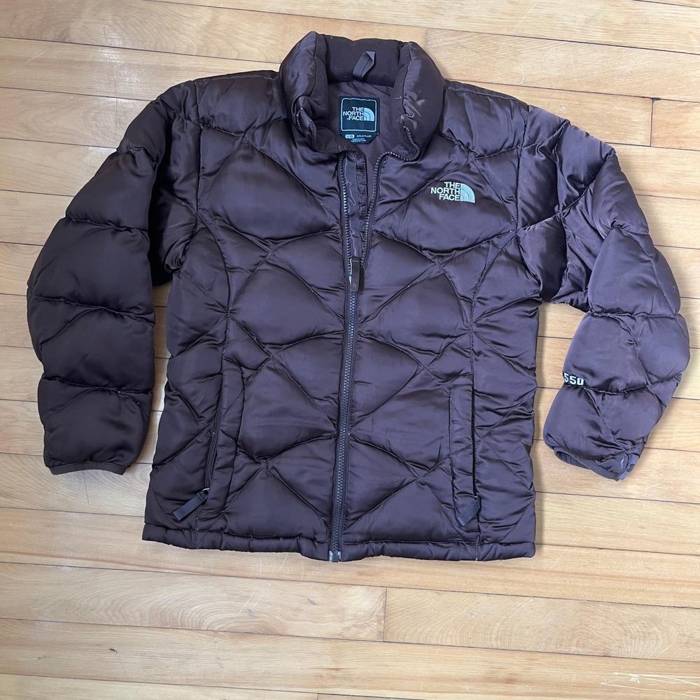 The North Face Brown 550 Down Quilted Puffer Jacket Girls Large L Diamond Coat